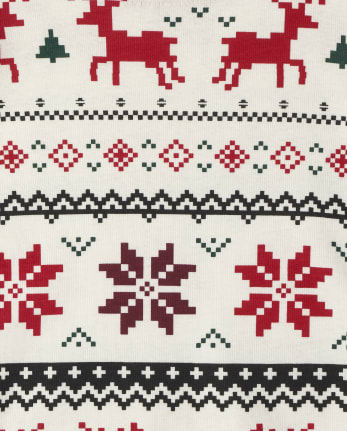 Baby And Toddler Matching Family Reindeer Fairisle Snug Fit Cotton Pajamas - SNOW