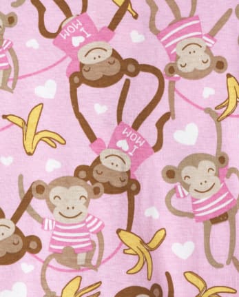 Baby And Toddler Girls Monkey Snug Fit Cotton One Piece Pajamas
