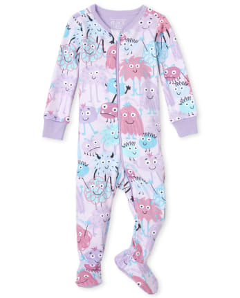 Baby And Toddler Girls Monster Doodle Snug Fit Cotton Pajamas