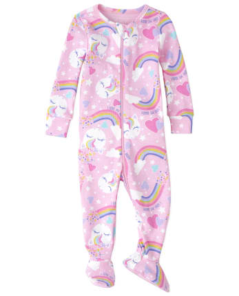 Kids Footed Rainbow Unicorn Pajamas
