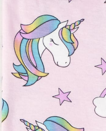 Baby And Toddler Girls Rainbow Unicorn Snug Fit Cotton Pajamas