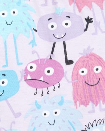 Pijamas de algodón ajustados Monster para bebés y niñas pequeñas