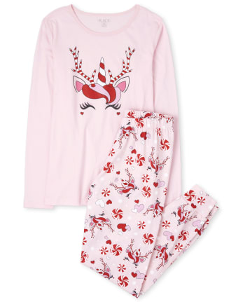 Womens Mommy And Me Christmas Unicorn Cotton Matching Pajamas