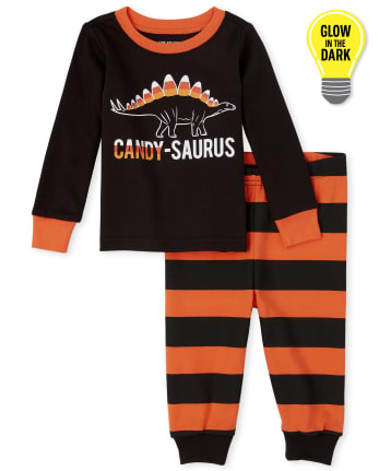 Pyjama Unisexe Pour Bebe Et Tout Petit Assorti A La Famille Halloween A Manches Longues Qui Brille Dans Le Noir The Children S Place Ca Black