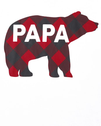 Mens Matching Family Bear Buffalo Plaid Cotton And Fleece Pajamas