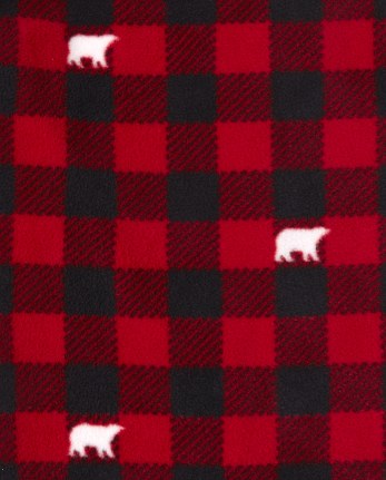 Mens Matching Family Bear Buffalo Plaid Cotton And Fleece Pajamas