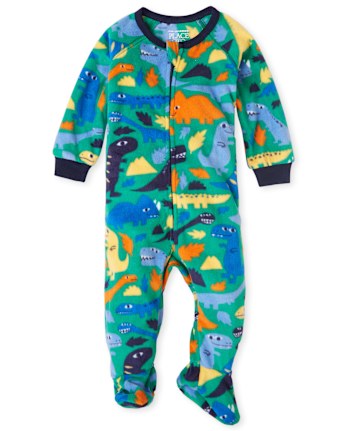 Pijama De Una Pieza De Felpa Con Estampado De Dinosaurio De Manga Larga Para Bebes Y Ninos Pequenos The Children S Place