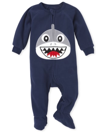 Pijama de una pieza con pie a juego de forro polar de de manga larga para bebés y niños pequeños papá y yo | The Children's Place - BLUE