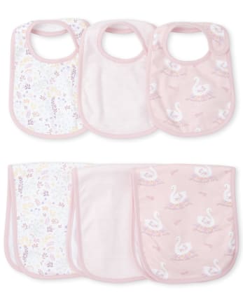 Ensemble De 6 Pieces Bavoir Et Tissu Pour Rotin A Fleurs Swan Pour Bebe Fille The Children S Place