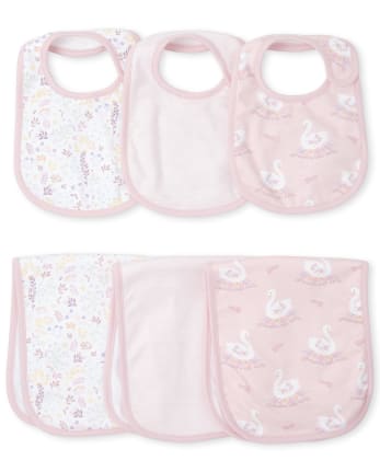 Ensemble De 6 Pieces Bavoir Et Tissu Pour Rotin A Fleurs Swan Pour Bebe Fille The Children S Place