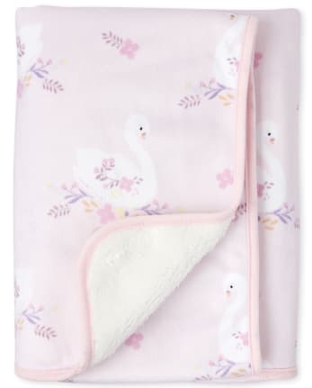 Baby Girls Floral Swan Cozy Blanket