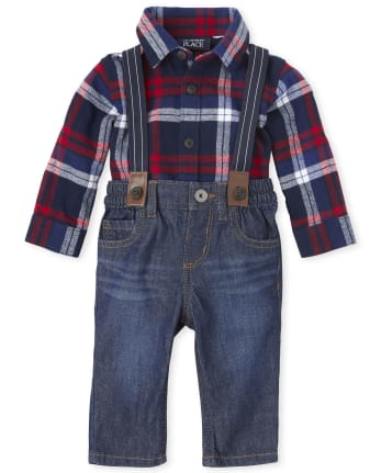 Baby Boys Plaid Flannel Outfit Set