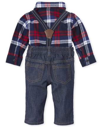 Baby Boys Plaid Flannel Outfit Set
