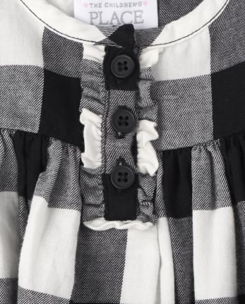 Black and white plaid baby girl outfit Clearance