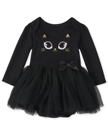 Baby Girls Halloween Cat Tutu Bodysuit Dress