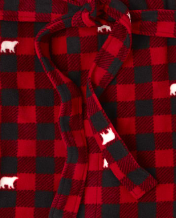 Adult Matching Family Bear Buffalo Plaid Fleece Robe