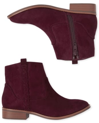 Girls Braided Faux Suede Booties