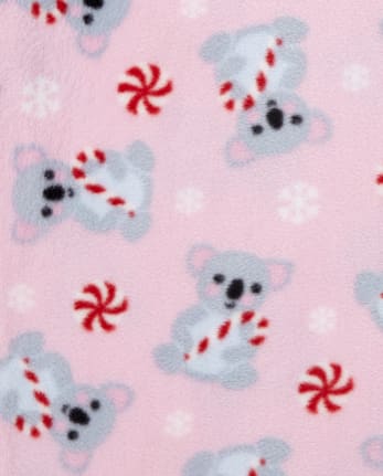 Girls Candy Cane Koala Print Fleece Pajama Pants