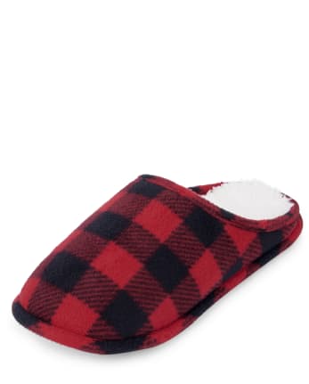 Boys buffalo plaid slippers Clearance