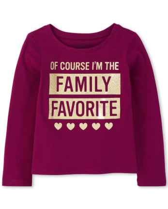 T-shirt graphique préféré de la famille à paillettes pour bébés et petites filles