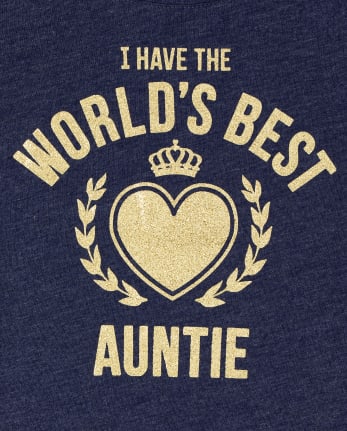 Baby And Toddler Girls Glitter Auntie Graphic Tee