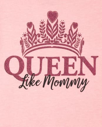 Camiseta estampada con purpurina Queen Like Mommy para bebés y niñas pequeñas