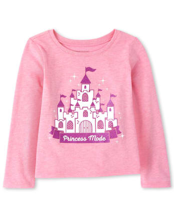 Baby And Toddler Girls Glitter Castle Graphic Tee