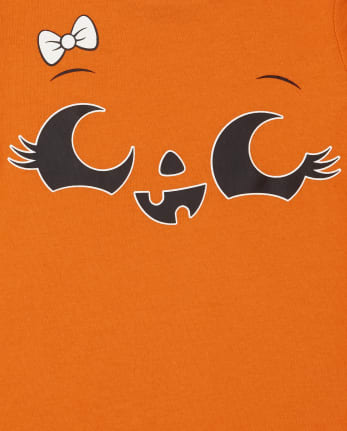 Camiseta con gráfico de calabaza resplandeciente de Halloween para niñas pequeñas y bebés