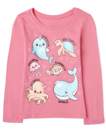 Baby And Toddler Girls Sea Animals Graphic Tee