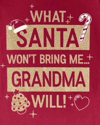 Camiseta con estampado de abuela con purpurina navideña para bebés y niñas pequeñas