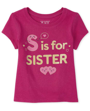 Camiseta con estampado de hermanas para bebés y niñas pequeñas