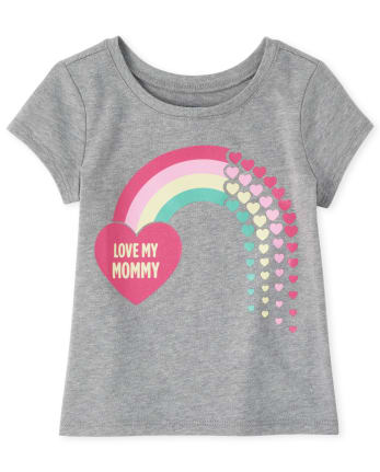 Baby And Toddler Girls Short Sleeve 'Love My Mommy' Rainbow Heart ...
