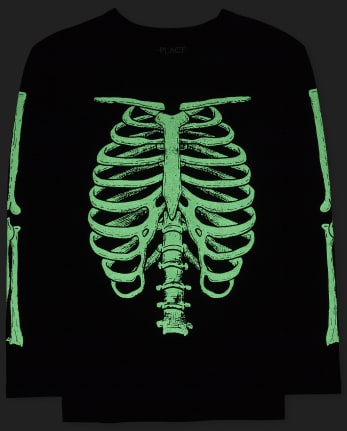 Camiseta gráfica a juego con esqueleto resplandeciente de Halloween para niños Papá y yo
