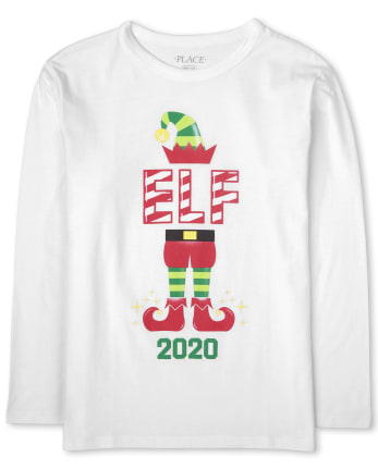 Camiseta con gráfico de duende navideño familiar a juego para niños