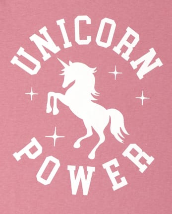 Girls Glitter Unicorn Power Graphic Tee