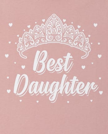 Girls Glitter Best Daughter Graphic Tee