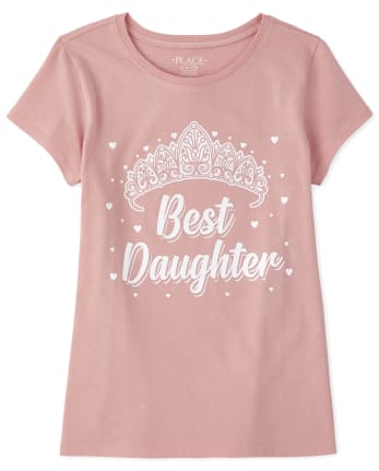 Girls Glitter Best Daughter Graphic Tee