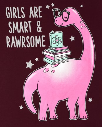 Camiseta gráfica inteligente y cruda para niñas