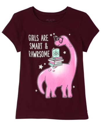 Camiseta gráfica inteligente y cruda para niñas