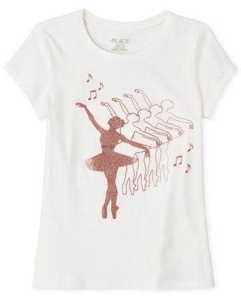 Camiseta con gráfico de bailarina brillante para niñas