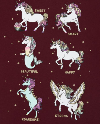 Camiseta con gráfico de unicornio brillante para niñas
