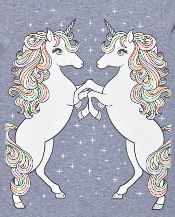 Camiseta con gráfico de unicornio brillante para niñas