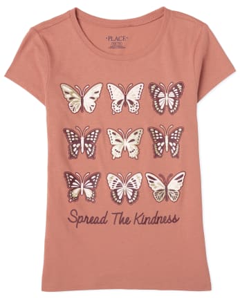 Girls Butterfly Kindness Graphic Tee