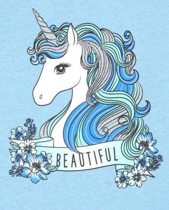 Girls Beautiful Unicorn Graphic Tee