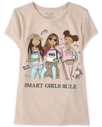The Childrens Place Big Girls Short Sleeve Graphic Tops 