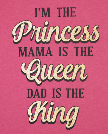 Girls Glitter Princess Mom Dad Graphic Tee