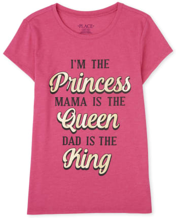 Girls Glitter Princess Mom Dad Graphic Tee