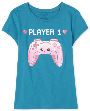 Playera con gráfico Player 1 para niñas