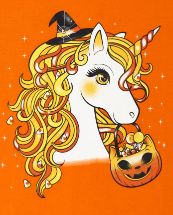 Girls Halloween Unicorn Graphic Tee