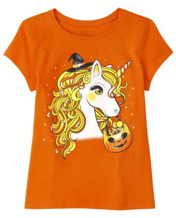 Camiseta con gráfico de unicornio de Halloween para niñas